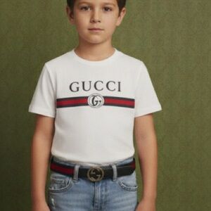 Authentic Gucci luxury designer little boys signature GG elastic band belt sz S